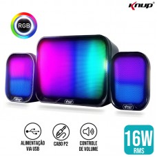 Caixa De Som Multimídia 16W RGB 2.1 Canais KP-RO813 Knup